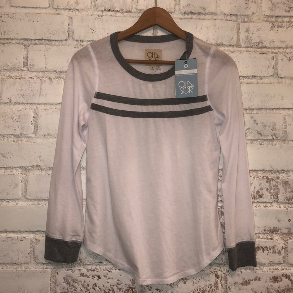 Chaser White & Gray Baseball Raglan Vintage Tee